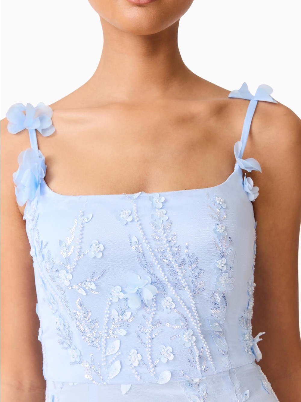 ELLIATT Rina Beaded Gown in Blue  Floral Evening Wedding Dresses Size L NWT - Picture 5 of 9